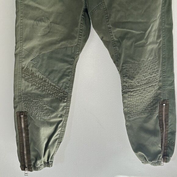 Free City Pants Size XS Olive Green Jogger Patchwork Zipper Cotton - Picture 5 of 13